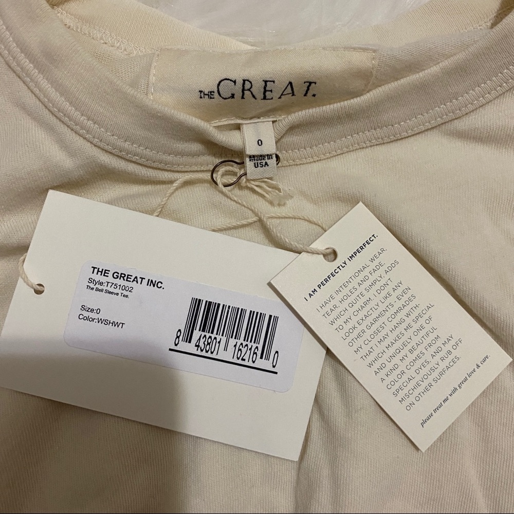 NWT The Great The Bell Sleeve Tee 0 - Picture 9 of 10